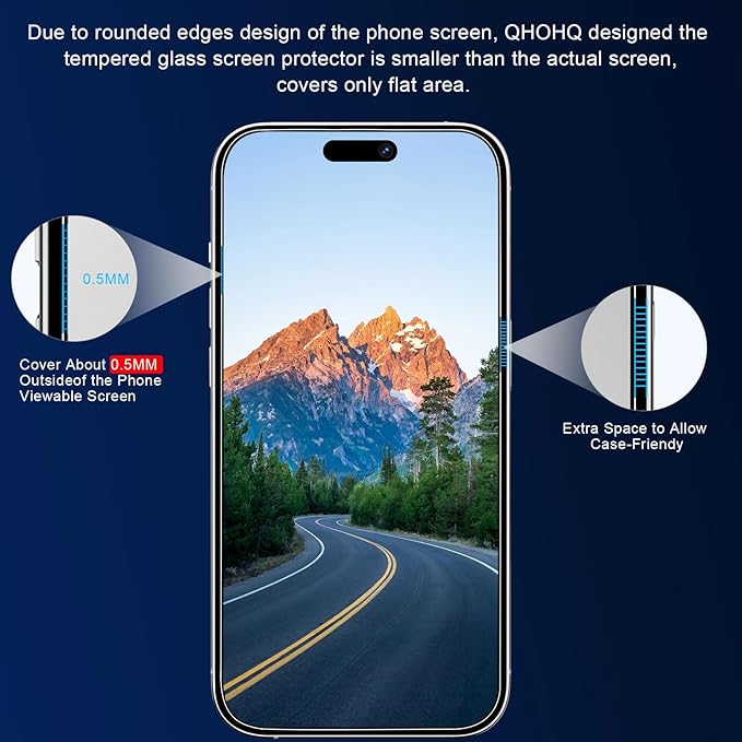QHOHQ 3 Pack Screen Protector for iPhone 15 Pro - Image 3