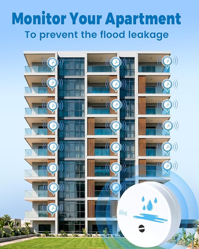 5 Pack Water Leak Detectors for Home, 100dB Waterproof Water Sensor Alarm Leak - Image 8