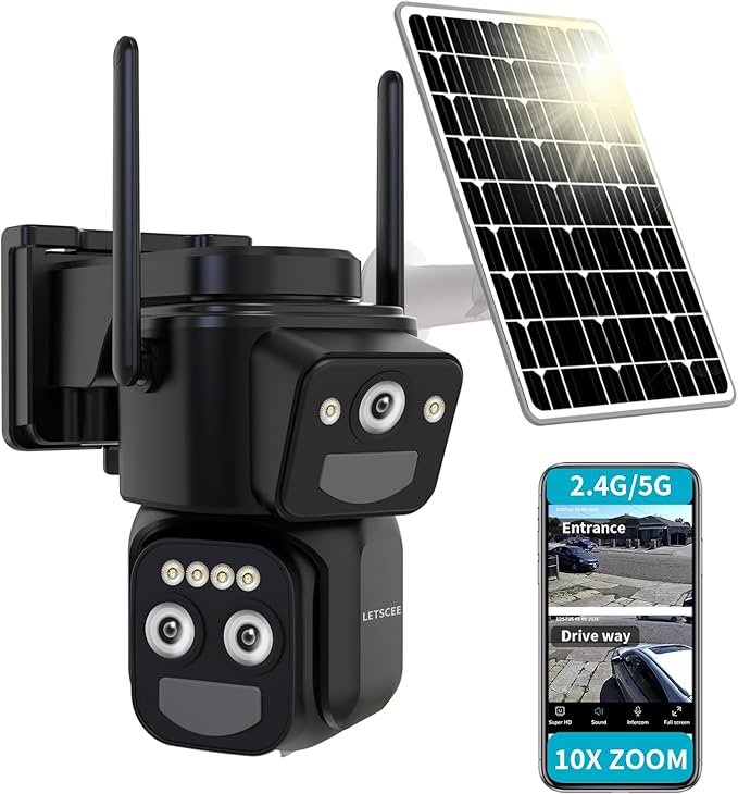 LETSCEE Security Cameras Wirelss Outdoor Solar Powered by LETSCEE