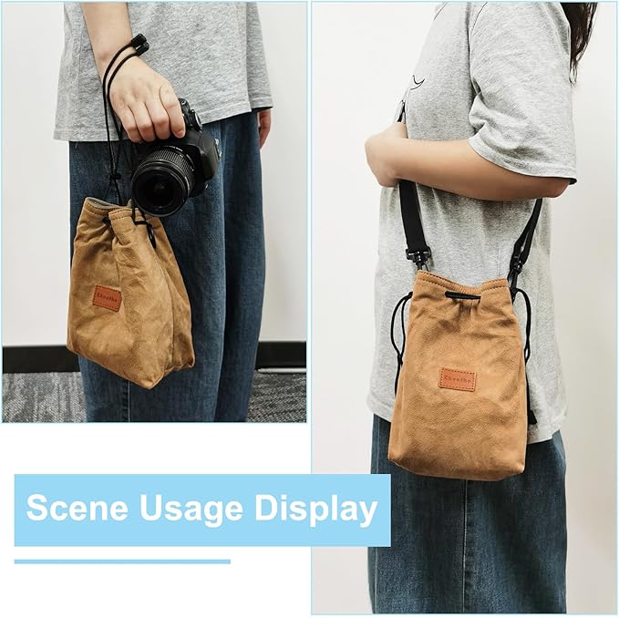PATIKIL Camera Lens Pouch, M Size Drawstring Case, Flannel Handbag - Image 6