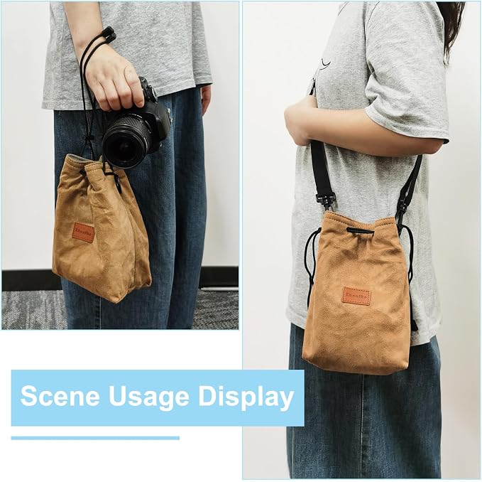 Patikil S Size Drawstring Lens Case Flannel Camera Handbag - Image 6