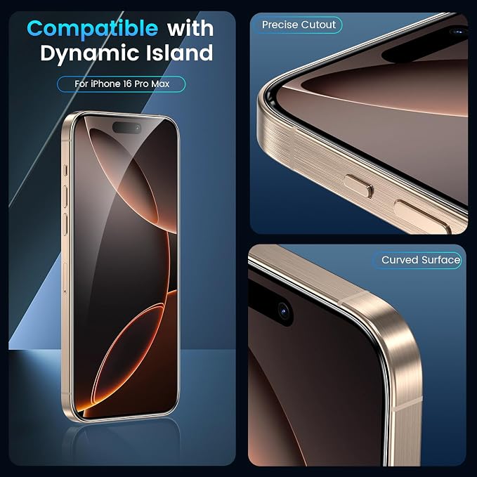 Fotbor for 3Pack iPhone 16 Pro Max Screen Protector - Image 3