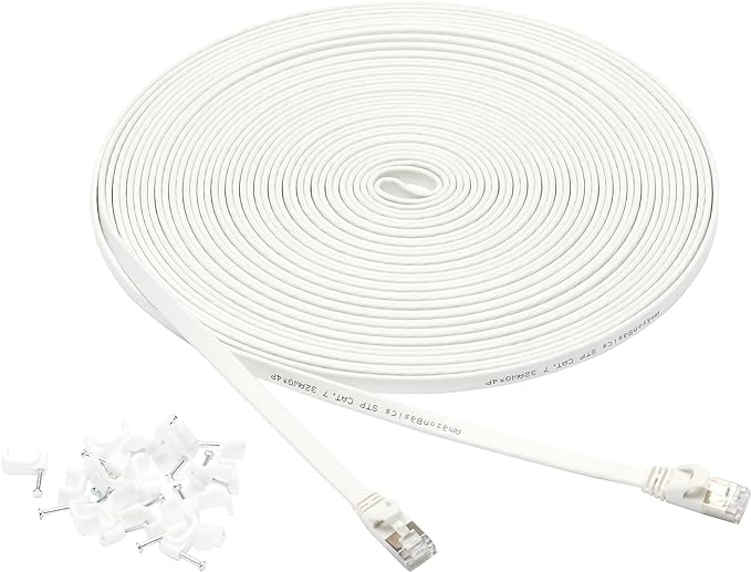 Amazon Basics RJ45 Cat 7 Ethernet Patch Cable, LAN Network, Includes 20 Nails by AmazonBasics