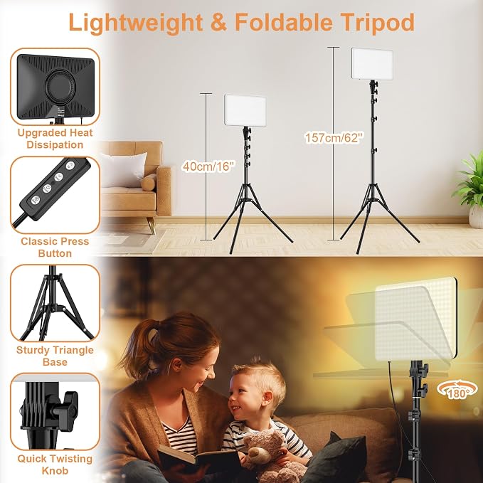 1-Pack LED Video Lighting Kit, Anautin 15W/1700Lux Photography Lighting - Image 4