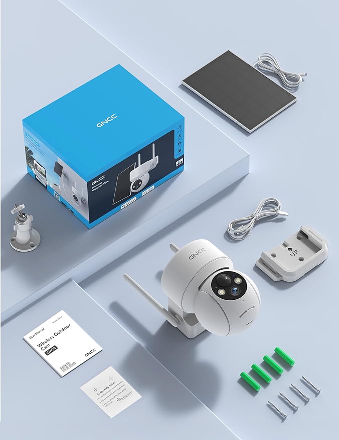 GNCC Solar Security Cameras Wireless Outdoor, 2.4G WiFi 360° View Solar/Battery - Image 7