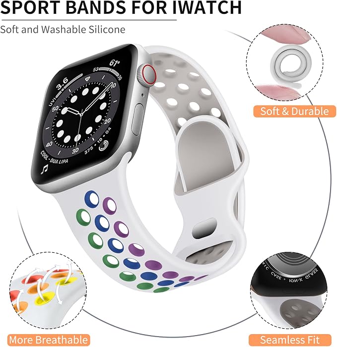 Lerobo Compatible with Apple Watch Bands 40mm 41mm 38mm 42mm, Sport Soft - Image 8