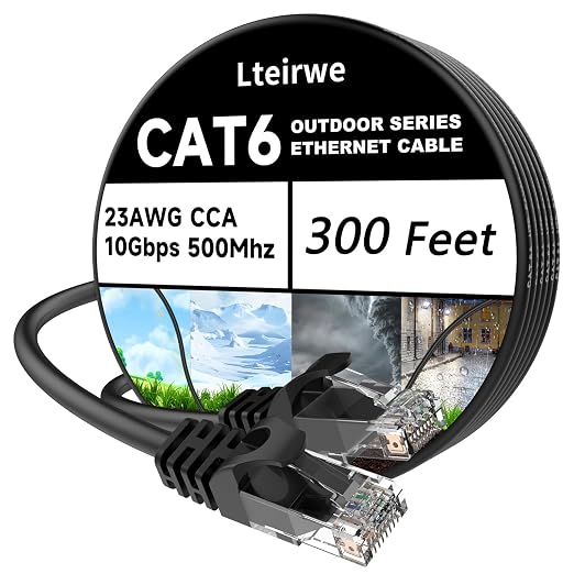 CAT6 Ethernet Cable 300FT 23AWG High Speed 500MHz 10Gbps Transmission Speed by Lteirwe