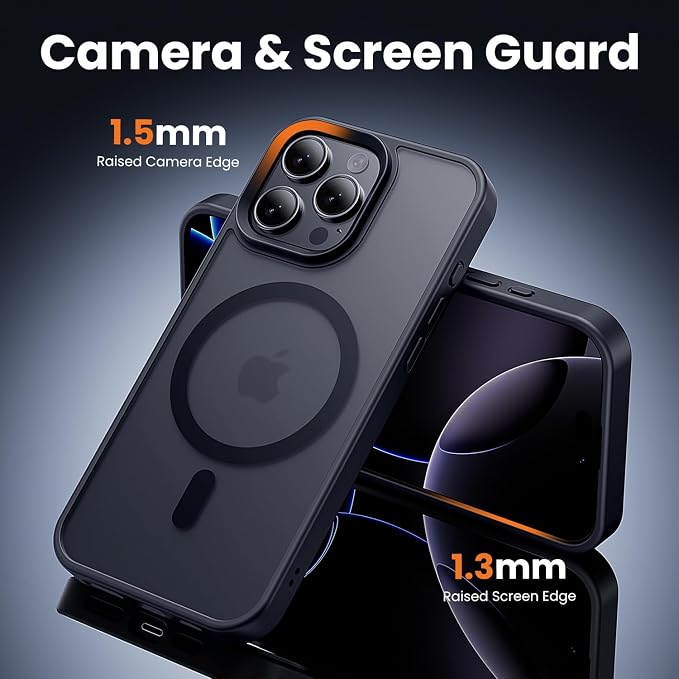 toushion Phone Case for iPhone 16 pro max Matte Black | 3 in 1, - Image 5