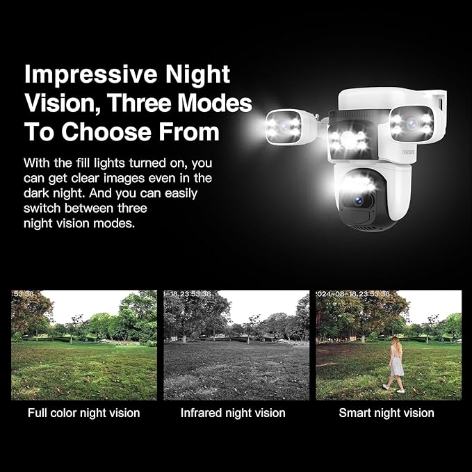 EVERSECU Solar Wireless Triple Lens WiFi PTZ Security Camera, Three Cameras in - Image 3