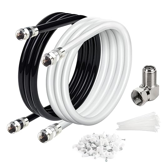 Elecan 8 Ft/2 Pack RG6 Coaxial Coax Cable Connectors Set, Quad Shielded by Elecan