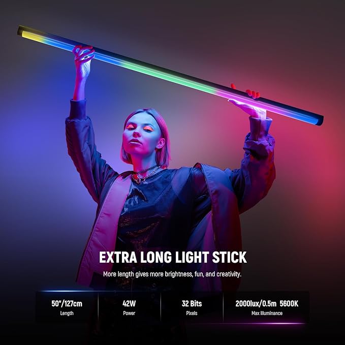 NEEWER TL120C RGB Tube Light, 42W Full Color RGBWW Photography LED Video Light - Image 2