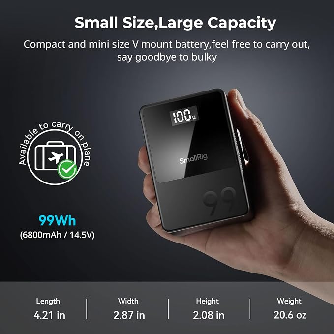 SMALLRIG V Mount Battery VB99, 99Wh / 6800mAh V Lock Battery - Image 5
