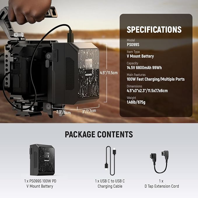 NEEWER Smart Mini V Mount Battery NEEWER APP Control, 6800mAh 99Wh 14.5V - Image 8