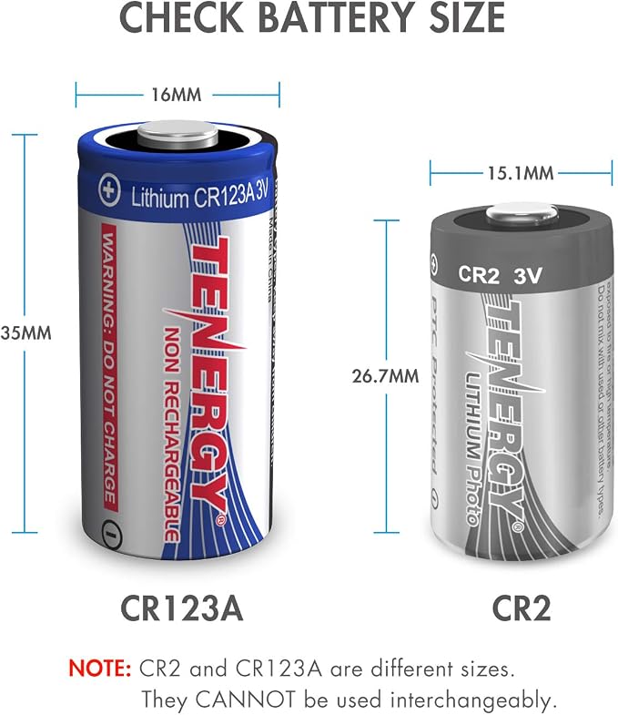 Tenergy 3V CR123A Lithium Battery, High Permance 1500mAh CR123A Cell Batteries - Image 2