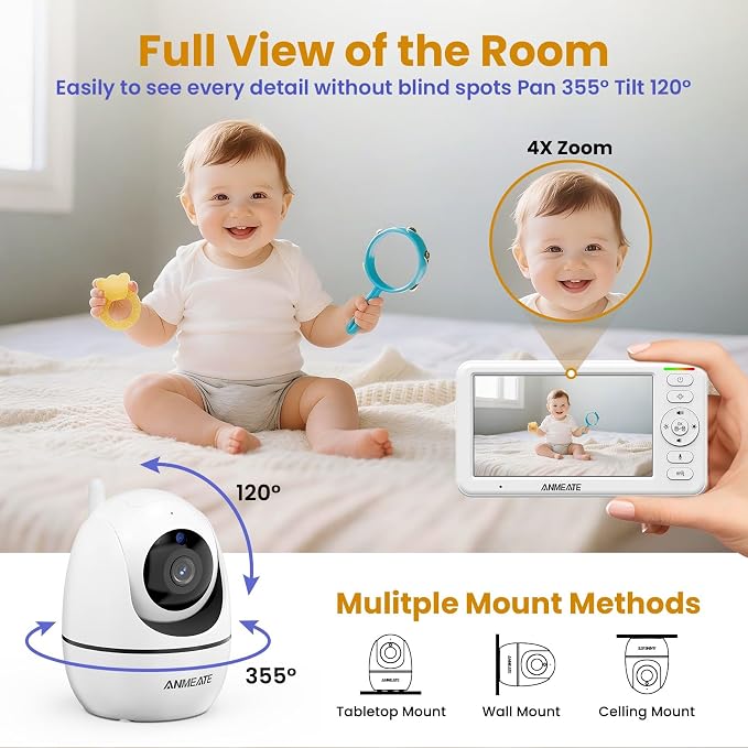 ANMEATE 5" HD Video Baby Monitor - Image 3