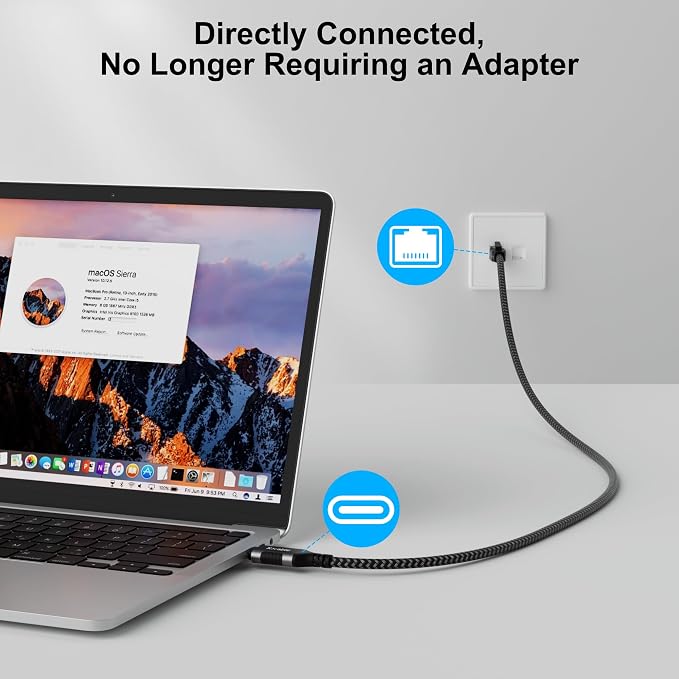 USB C to Ethernet Cable 25FT, Type C to RJ45 Cord, Gigabit Directly Connected - Image 2