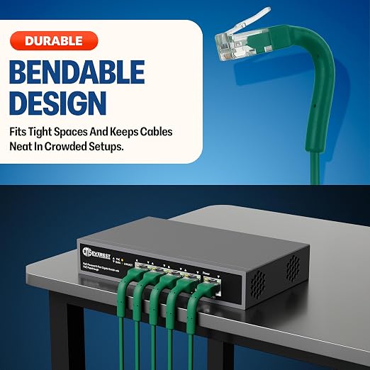 Everest Ultra Slim Cat6a Ethernet Patch Cables 15ft Green - Image 2
