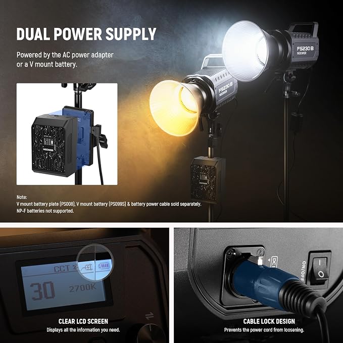 NEEWER FS150B LED Video Light 2.4G/APP Control, 130W Bi Color COB Silent - Image 8