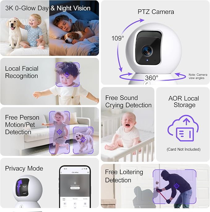 5G Security Camera Indoor 2-Pack, No-Monthly-Fee AI Tracking Facial Recognition - Image 4