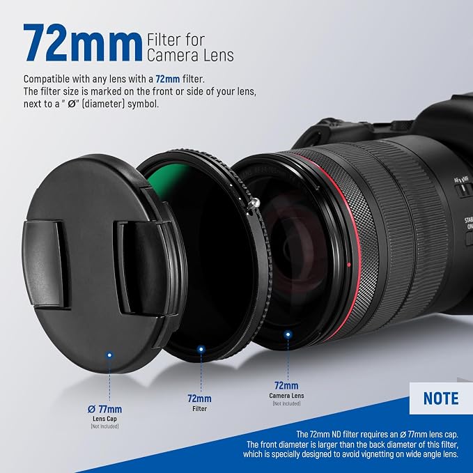 NEEWER 2 in 1 72mm Variable ND Filter ND2–ND32&CPL Filter No X Cross/30 Layer - Image 7