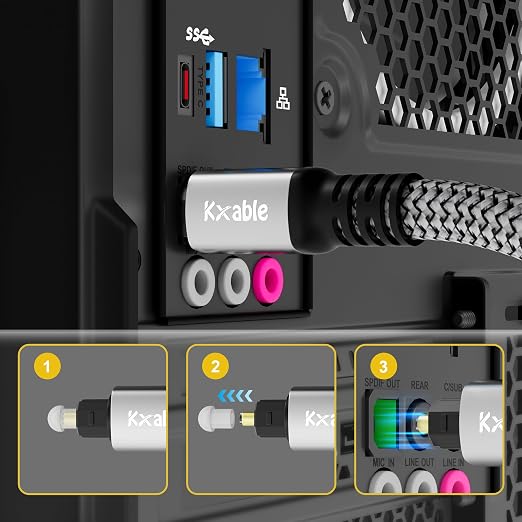 Kxable Optical Audio Cable 20 FT, Digital Audio Cable, Toslink Fiber Optic Cord - Image 3