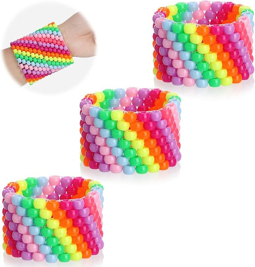 3/6 Pcs Rave Multi-layer Bracelets Stretch Rainbow Bracelets Multi Color Beaded by SMAODSGN