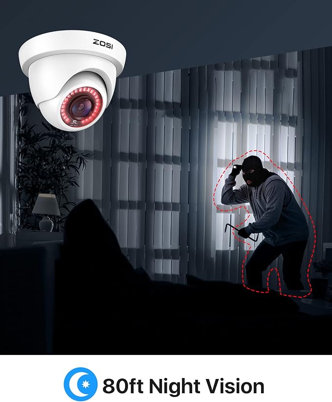 ZOSI 4Pack 2MP 1080P HD Security Cameras, 80ft Night Vision, IP66 Weatherproof - Image 3