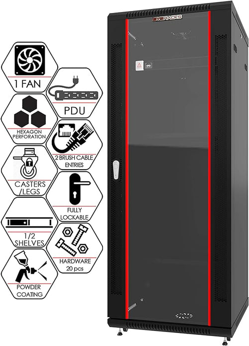 18U Wall Mount Server Rack Cabinet – 19" Network Rack Enclosure, PDU & Shelf by SYSRACKS