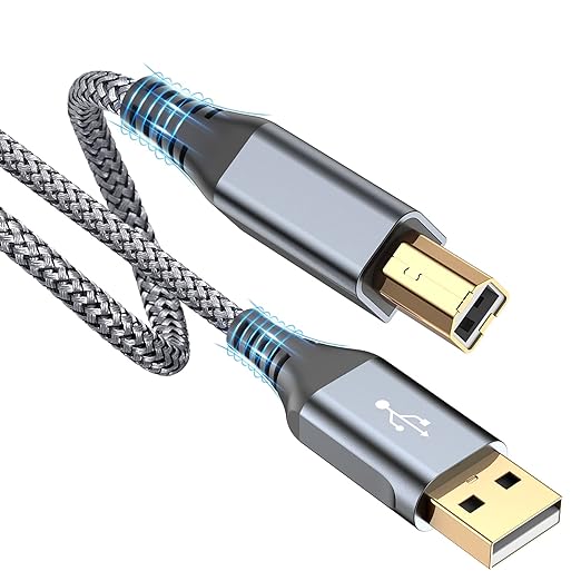 sweguard Printer Cable 20ft, USB Printer Cord USB 2.0 Type A Male to B Male by Sweguard