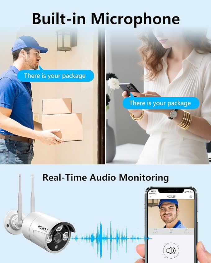Wireless WiFi Outdoor Security Camera System, IP67 Waterproof Dual Antenna - Image 2