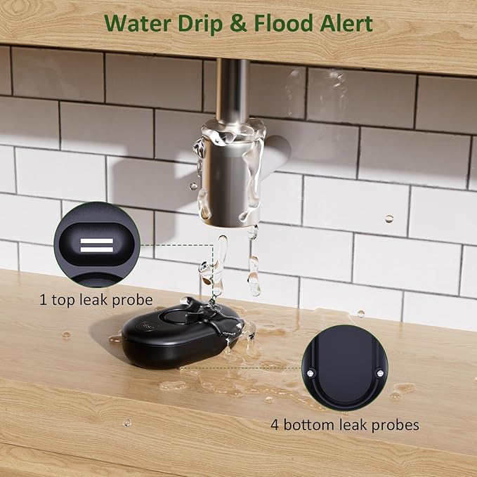 5 Pack Water Leak Detectors for Home, 100dB Water Sensor Alarm Black | Leakage - Image 3