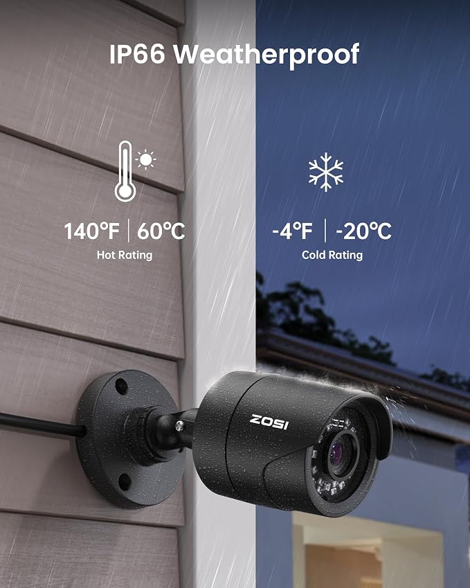 ZOSI 4 x 2MP 1080p Home Security Camera Outdoor Indoor, 1920TVL HD CCTV Bullet - Image 3