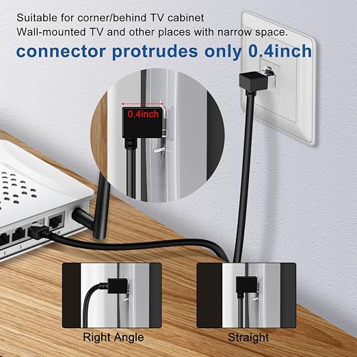 90° Downward Angled Cat 6A Ethernet Ultra Slim Cable 1.6 Feet 2Pack, Flexible - Image 6
