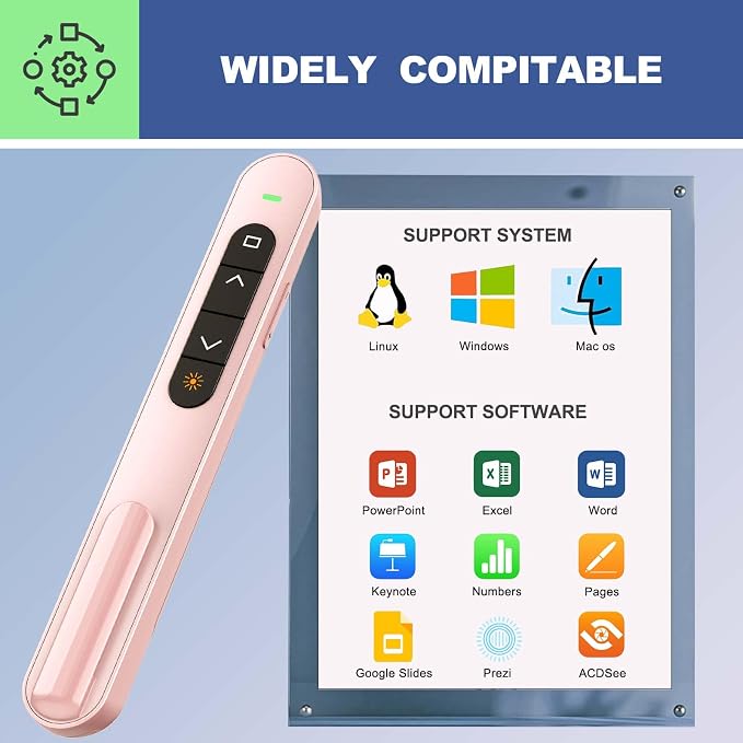 QUI Presentation Clicker with Volume Control, 2.4GHz USB Wireless Presenter - Image 7