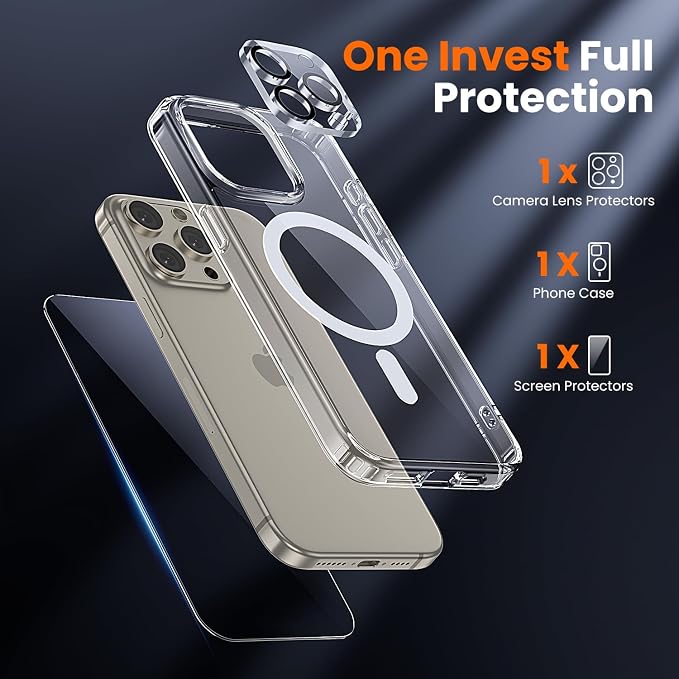 toushion 3 in 1 for iPhone 15 Pro Case Clear - Image 2