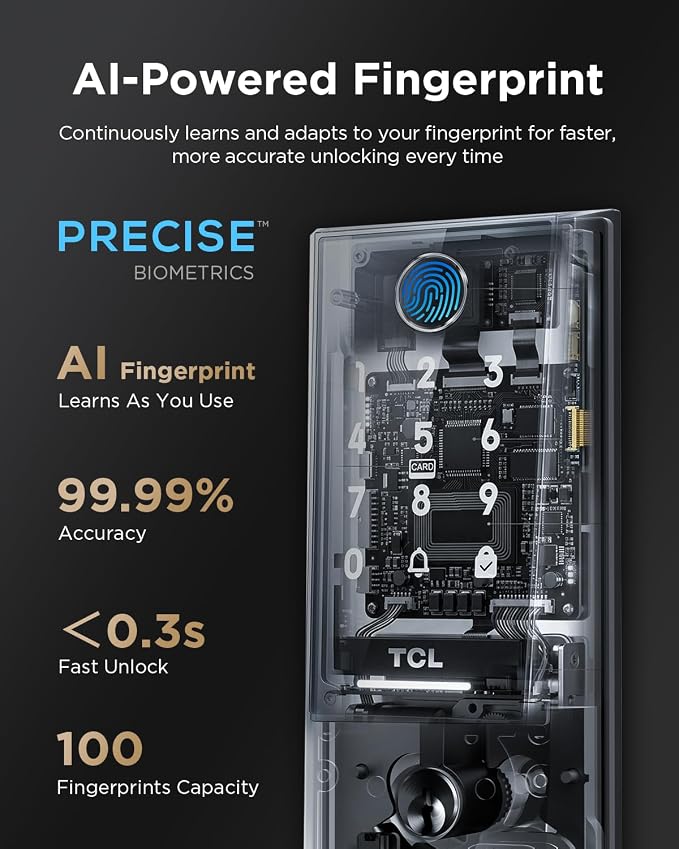 TCL Smart Lock D2 Plus, Fingerprint Keyless Entry Door Lock, Touchscreen Keypad - Image 3