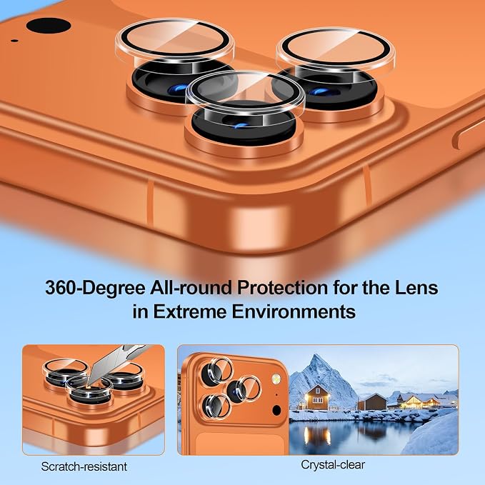 QHOHQ 3 Pack Screen Protector for iPhone 17 Pro Max + 1 Set Camera Lens - Image 8