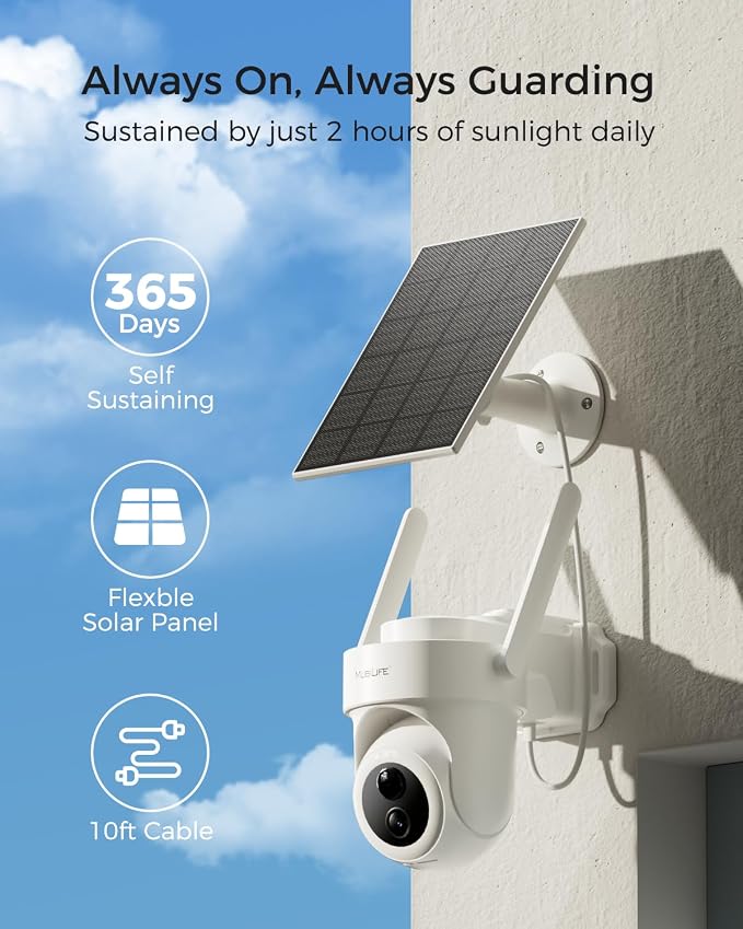 MUBILIFE 4K Ultra HD Solar Security Cameras Wireless Outdoor, No Subscription - Image 5