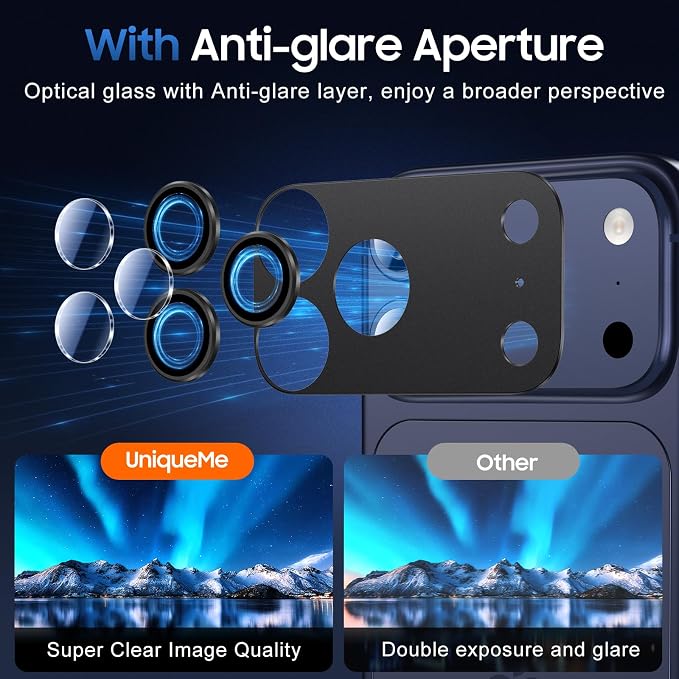 UniqueMe for 3 Pack iPhone 17 Pro Camera Lens Protector - Image 4