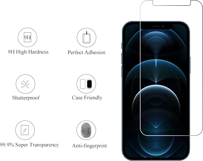 Ailun 2 Pack Screen Protector for iPhone 12 Pro Max + 2 Pack Camera Lens - Image 2