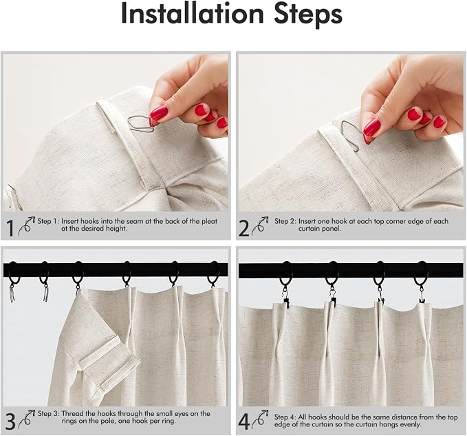 ANRODUO Memory Trained Pinch Pleated Curtains 84 Inches Long, Viral Linen Pinch - Image 9