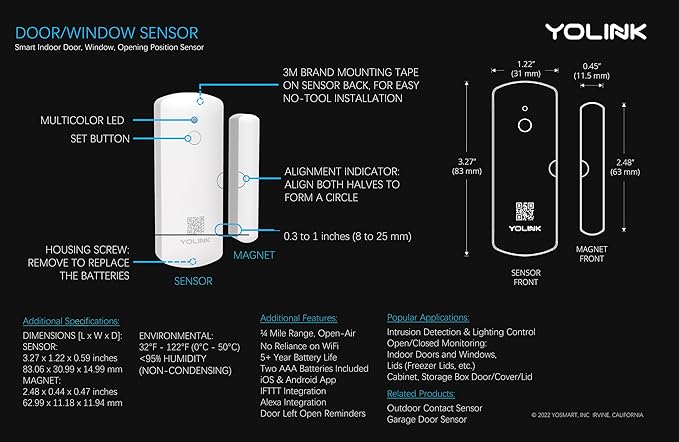 YoLinK LoRa Smart Door Sensor Starter Kit: 1/4 Mile Open-Air Range, Door - Image 8