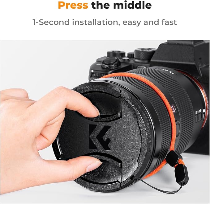 K&F Concept 77mm Lens Cap, 9-in-1 Center Pinch Lens Cover + Anti-Loss Keeper - Image 4