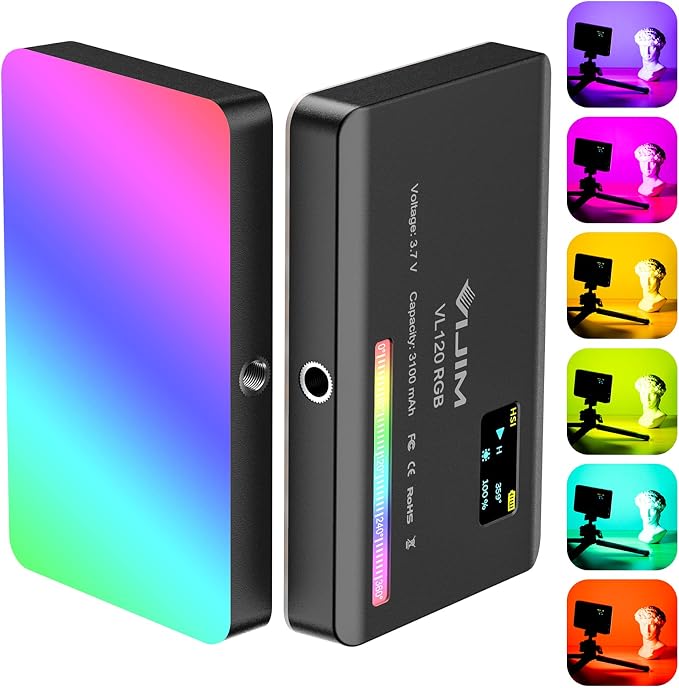 VIJIM VL120 RGB Video Light, Portable LED Camera Light Panel 0-360 Full Color by PICTRON