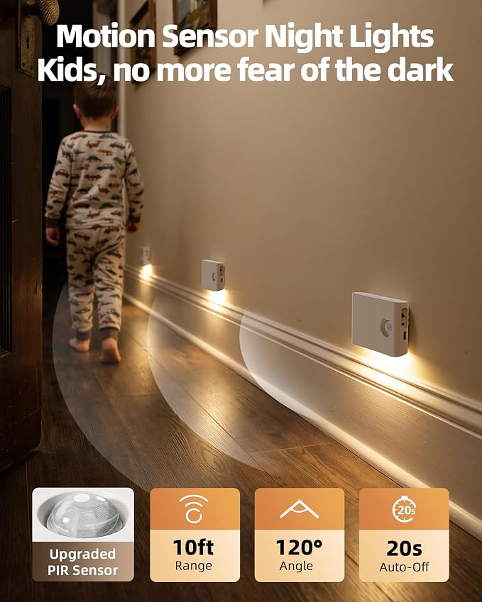 EZVALO Motion Sensor Night Lights, Rechargeable 1500mAh LED Stair Lights - Image 6