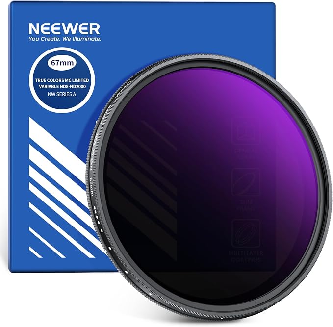 NEEWER 67mm Variable ND Filter, True Color & Hard Stop, 3-11 Stops Adjustable by Neewer