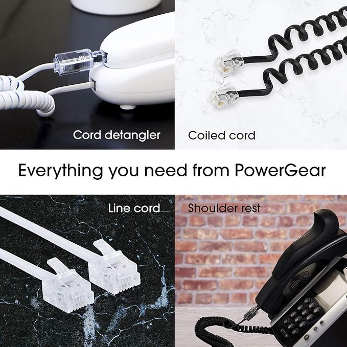 Power Gear Telephone Line Cord, 50 Feet, Ultra-Thin Phone Cord, Modular Jack - Image 6
