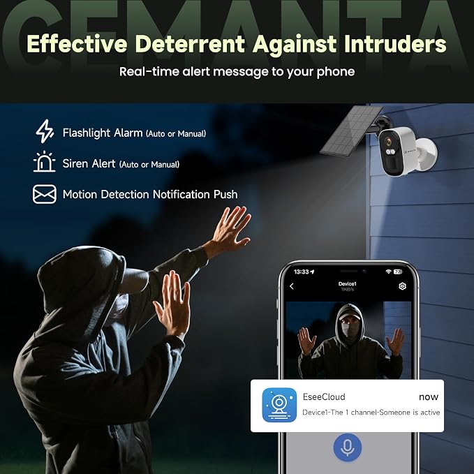 2K Security Camera Wireless Outdoor, Solar Powered WiFi Cameras - Image 7
