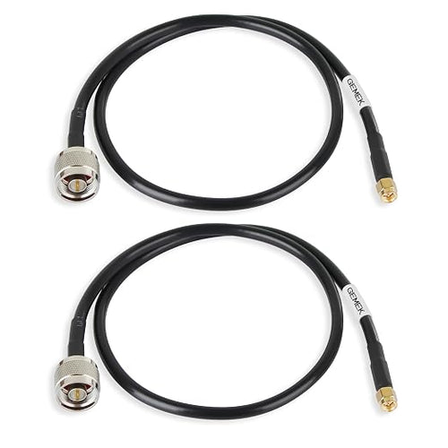 2ft N Male to SMA Male Cable 2PCS, SMA to N Cable 50 ohm Ultra Low Loss KMR240 by GEMEK