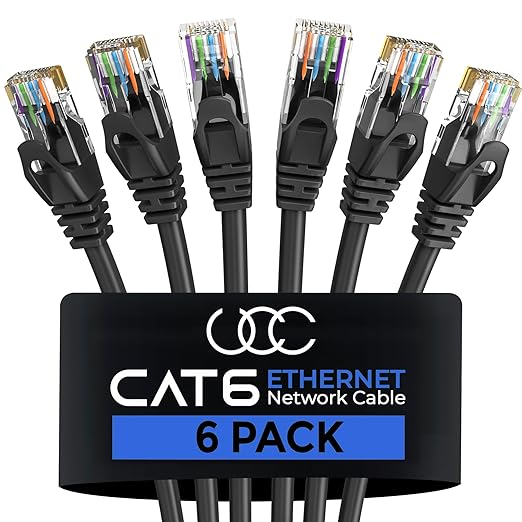 Cat 6 Ethernet Cable 8 Feet 6 Pack, Cat6 RJ45 Ethernet Patch Cables, High-Speed by UltraClarityCables